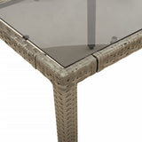 NNEVL Garden Table with Glass Top Grey 90x90x75 cm Poly Rattan