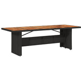 NNEVL Garden Table with Acacia Wood Top Black 240x90x75 cm Poly Rattan