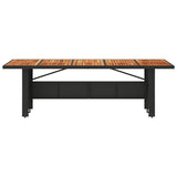 NNEVL Garden Table with Acacia Wood Top Black 240x90x75 cm Poly Rattan