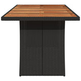 NNEVL Garden Table with Acacia Wood Top Black 240x90x75 cm Poly Rattan