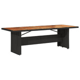 NNEVL Garden Table with Acacia Wood Top Black 240x90x75 cm Poly Rattan