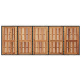NNEVL Garden Table with Acacia Wood Top Black 240x90x75 cm Poly Rattan