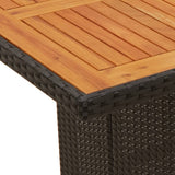 NNEVL Garden Table with Acacia Wood Top Black 240x90x75 cm Poly Rattan