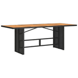NNEVL Garden Table with Acacia Wood Top Black 190x80x75 cm Poly Rattan