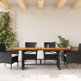 NNEVL Garden Table with Acacia Wood Top Black 190x80x75 cm Poly Rattan