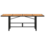 NNEVL Garden Table with Acacia Wood Top Black 190x80x75 cm Poly Rattan