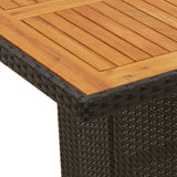 NNEVL Garden Table with Acacia Wood Top Black 190x80x75 cm Poly Rattan