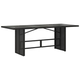 NNEVL Garden Table with Glass Top Black 190x80x75 cm Poly Rattan