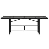 NNEVL Garden Table with Glass Top Black 190x80x75 cm Poly Rattan