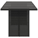 NNEVL Garden Table with Glass Top Black 190x80x75 cm Poly Rattan