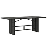 NNEVL Garden Table with Glass Top Black 190x80x75 cm Poly Rattan