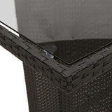 NNEVL Garden Table with Glass Top Black 190x80x75 cm Poly Rattan
