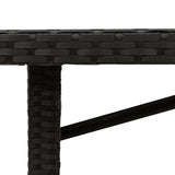 NNEVL Garden Table with Glass Top Black 190x80x75 cm Poly Rattan