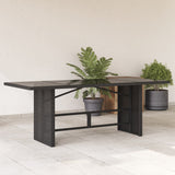 NNEVL Garden Table with Glass Top Black 190x80x75 cm Poly Rattan