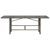 NNEVL Garden Table with Glass Top Grey 190x80x75 cm Poly Rattan