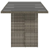 NNEVL Garden Table with Glass Top Grey 190x80x75 cm Poly Rattan