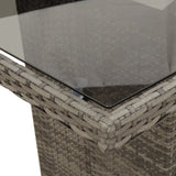 NNEVL Garden Table with Glass Top Grey 190x80x75 cm Poly Rattan