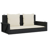 NNEVL Swing Bench with Cushions Black 119x56x48 cm Poly Rattan