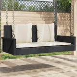 NNEVL Swing Bench with Cushions Black 119x56x48 cm Poly Rattan