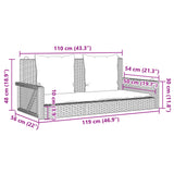 NNEVL Swing Bench with Cushions Grey 119x56x48 cm Poly Rattan