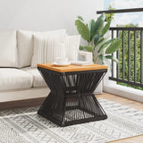 NNEVL Coffee Table with Wire Base Black 38x38x38 cm Solid Wood Acacia