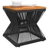 NNEVL Coffee Table with Wire Base Black 38x38x38 cm Solid Wood Acacia
