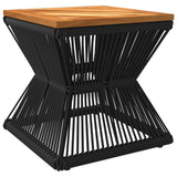 NNEVL Coffee Table with Wire Base Black 38x38x38 cm Solid Wood Acacia