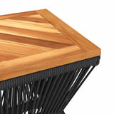 NNEVL Coffee Table with Wire Base Black 38x38x38 cm Solid Wood Acacia