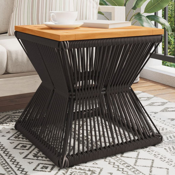 NNEVL Coffee Table with Wire Base Black 38x38x38 cm Solid Wood Acacia