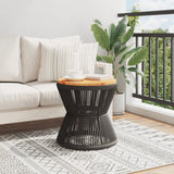 NNEVL Coffee Table with Wire Base Black Ø 45x44 cm Solid Wood Acacia