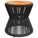 NNEVL Coffee Table with Wire Base Black Ø 45x44 cm Solid Wood Acacia