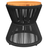 NNEVL Coffee Table with Wire Base Black Ø 45x44 cm Solid Wood Acacia