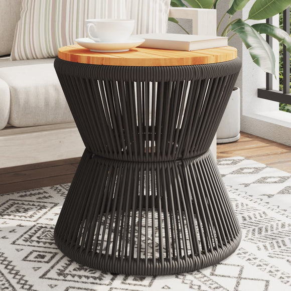 NNEVL Coffee Table with Wire Base Black Ø 45x44 cm Solid Wood Acacia