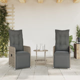 NNEVL Reclining Garden Chairs 2 pcs with Cushions Grey Poly Rattan
