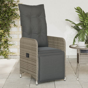 NNEVL Reclining Garden Chairs 2 pcs with Cushions Grey Poly Rattan