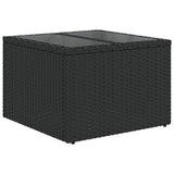 NNEVL Garden Table with Glass Top Black 55x55x37 cm Poly Rattan