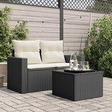 NNEVL Garden Table with Glass Top Black 55x55x37 cm Poly Rattan