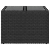 NNEVL Garden Table with Glass Top Black 55x55x37 cm Poly Rattan