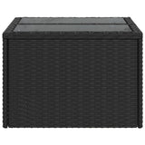 NNEVL Garden Table with Glass Top Black 55x55x37 cm Poly Rattan