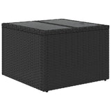 NNEVL Garden Table with Glass Top Black 55x55x37 cm Poly Rattan