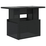 NNEVL Garden Table with Glass Top Black 100x55x73 cm Poly Rattan