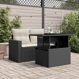 NNEVL Garden Table with Glass Top Black 100x55x73 cm Poly Rattan
