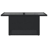 NNEVL Garden Table with Glass Top Black 100x55x73 cm Poly Rattan