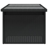 NNEVL Garden Table with Glass Top Black 100x55x73 cm Poly Rattan