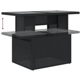 NNEVL Garden Table with Glass Top Black 100x55x73 cm Poly Rattan