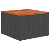 NNEVL Garden Table Black 55x55x37 cm Poly Rattan and Acacia Wood