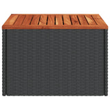 NNEVL Garden Table Black 55x55x37 cm Poly Rattan and Acacia Wood