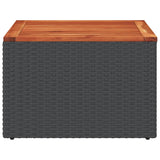 NNEVL Garden Table Black 55x55x37 cm Poly Rattan and Acacia Wood