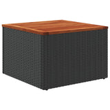 NNEVL Garden Table Black 55x55x37 cm Poly Rattan and Acacia Wood