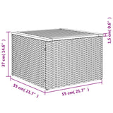 NNEVL Garden Table Black 55x55x37 cm Poly Rattan and Acacia Wood